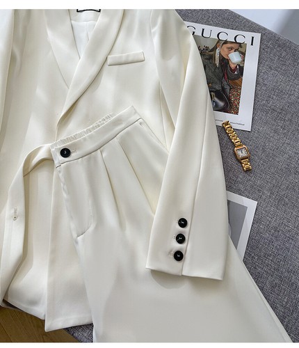 Women Formal Suit Set New Casual Autumn Suit Jacket Wide Leg Pants Two-piece Set - 第 20/27 張圖片