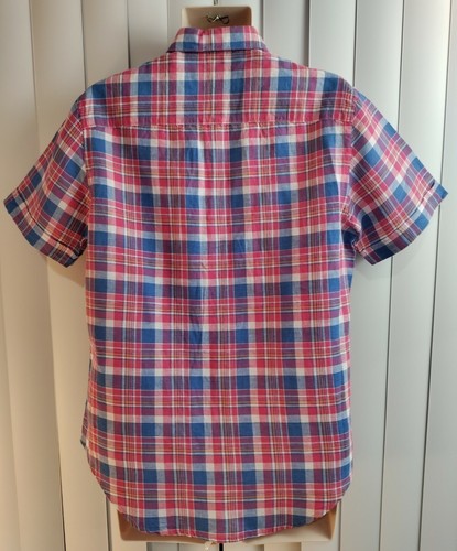 Perry Ellis Men's Small Multicolor Plaid Linen Blend Short Slv Button Shirt NWT - Picture 3 of 9