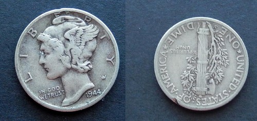 US Coin / 1944 S Mercury Dime / Circulated