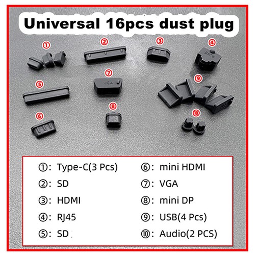 16pcs/set Notebook Colorful Anti Dust Plug Laptop Silicone Cover Stopper Lapt-7H - Photo 3/14