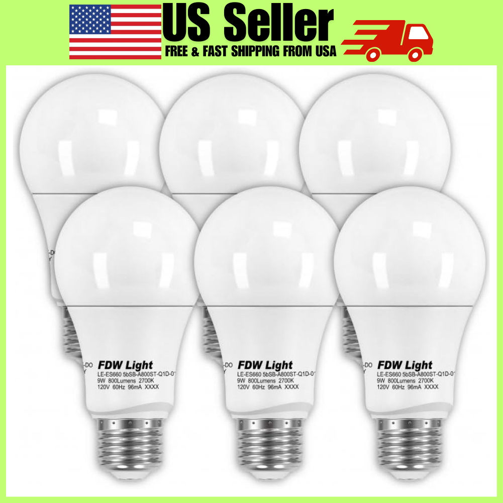 SlimStyle A19 LED Light Bulb 6PACK 60W Equivalent 2700K Dimmable 800 Lumen NEW