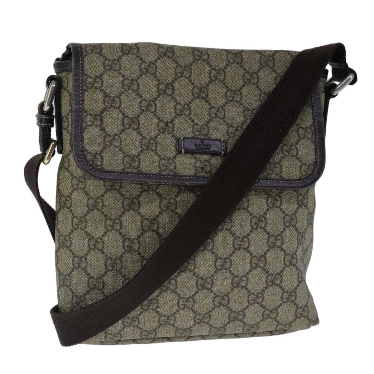 Sac bandoulière GUCCI GG Supreme PVC cuir beige 223666 authentique ep6680