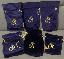 One Lot of Six (6) Crown Royal Special Reserve Velvet Bags  - Various Sizes