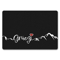 FußMatte In 35X50 Cm Ohne Rand Mit GrüEzi-Schriftzug Herz Und Bergen