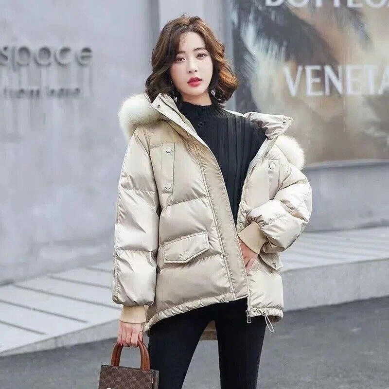 Down Jacket Women New Short Korean Glossy Duck Down Slim High-end Warm Jacket - Image 2 of 4