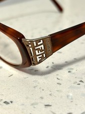 Fendi F697 authentic brown horn spellout logo eyeglasses frames 51 18 148