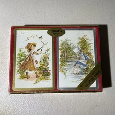 CONGRESS Girls in Garden Playing Cards Made in Spain Double Deck NEW Vintage