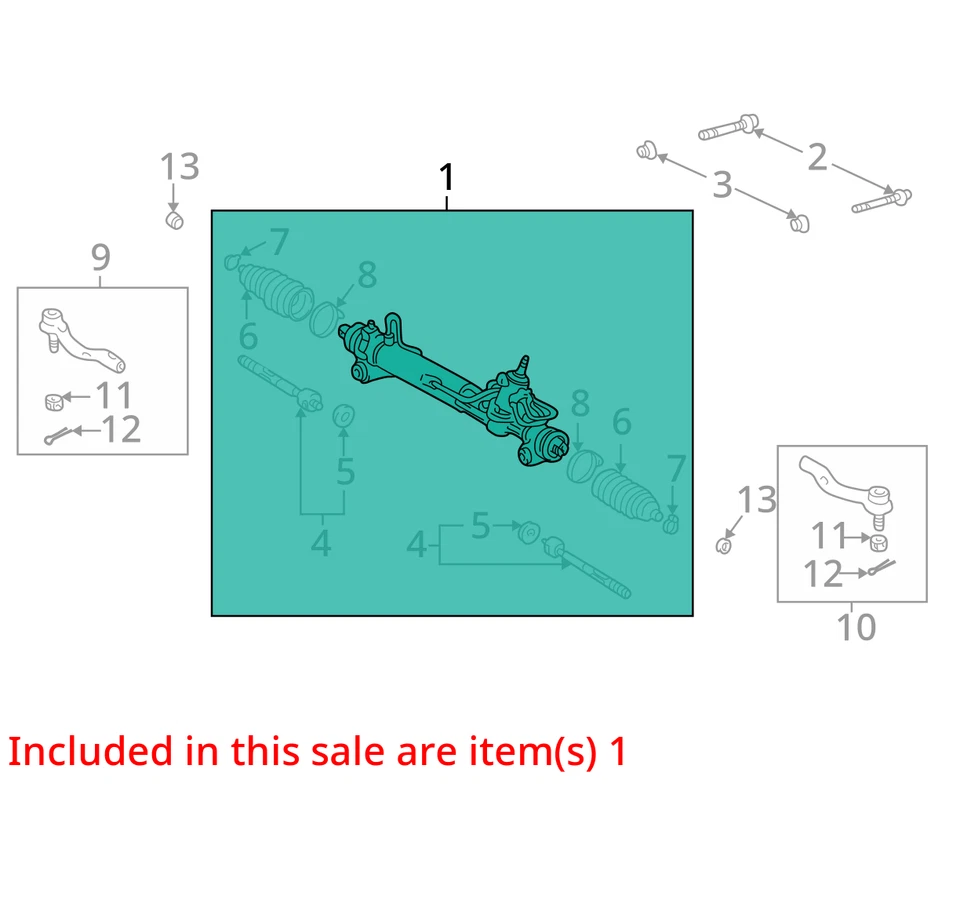 Рулевая рейка и шестерня 2001-2003 Toyota Highlander W3XUK - Изображение 2 из 3