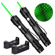 2PACK 2in1 532nm Green Laser Pointer Pen Light Astronomy Beam Rechargeable Lazer
