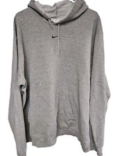 Vtg 90s Y2K Nike Center Swoosh Hoodie Gray 2XL Distressed