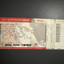 Blackburn Rovers v Bolton Wanderers(Barclays Premiership 2006/07)22/10/06 Ticket
