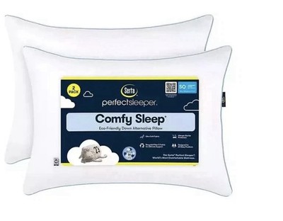 Serta Perfect Sleeper Comfy Sleep Eco-Friendly Bed Pillow, 2 Pack Queen