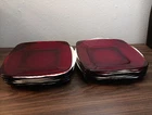 Vintage Anchor Hocking Charm Ruby Red 8 1/4 Inch Square Plates Set Of 12
