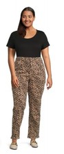 Terra  Sky Women's Plus Leopard Straight Leg Denim Jeans Size 18W Petite