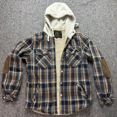 STS RANCHWEAR Blue Plaid Hooded Warm Work Jacked Size Small