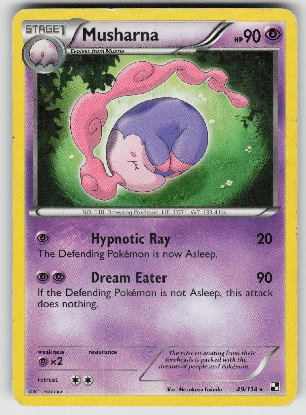 Musharna 49/114 Rare Black & White Pokemon Heavily Played