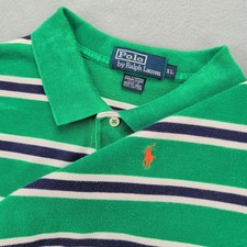 Vintage Polo Ralph Lauren Shirt Mens Extra Large Green Stripe Pony Logo USA Made