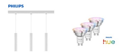 Philips Pendelleuchte 3er Hue Spot Paxie Easy Link weiß 157 cm warmweiß-kaltweiß