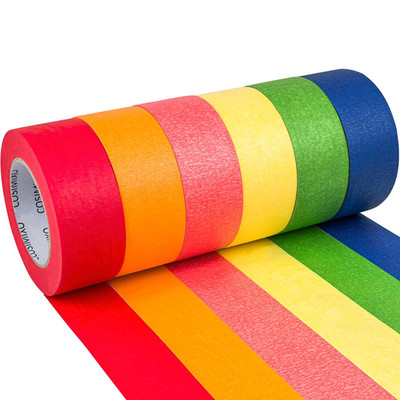 Colored Masking Tape 1.88 Inches X 60 Yards,Rainbow Colors Painters Tape 6 Rolls