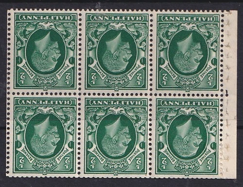 NB21a 1/2d Photogravure Inverted Booklet Pane UNMOUNTED MINT(483)