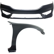 Bumper Cover Fascia Kit For 2016-2017 Honda Accord Front w/ RH Fender CAPA Sedan