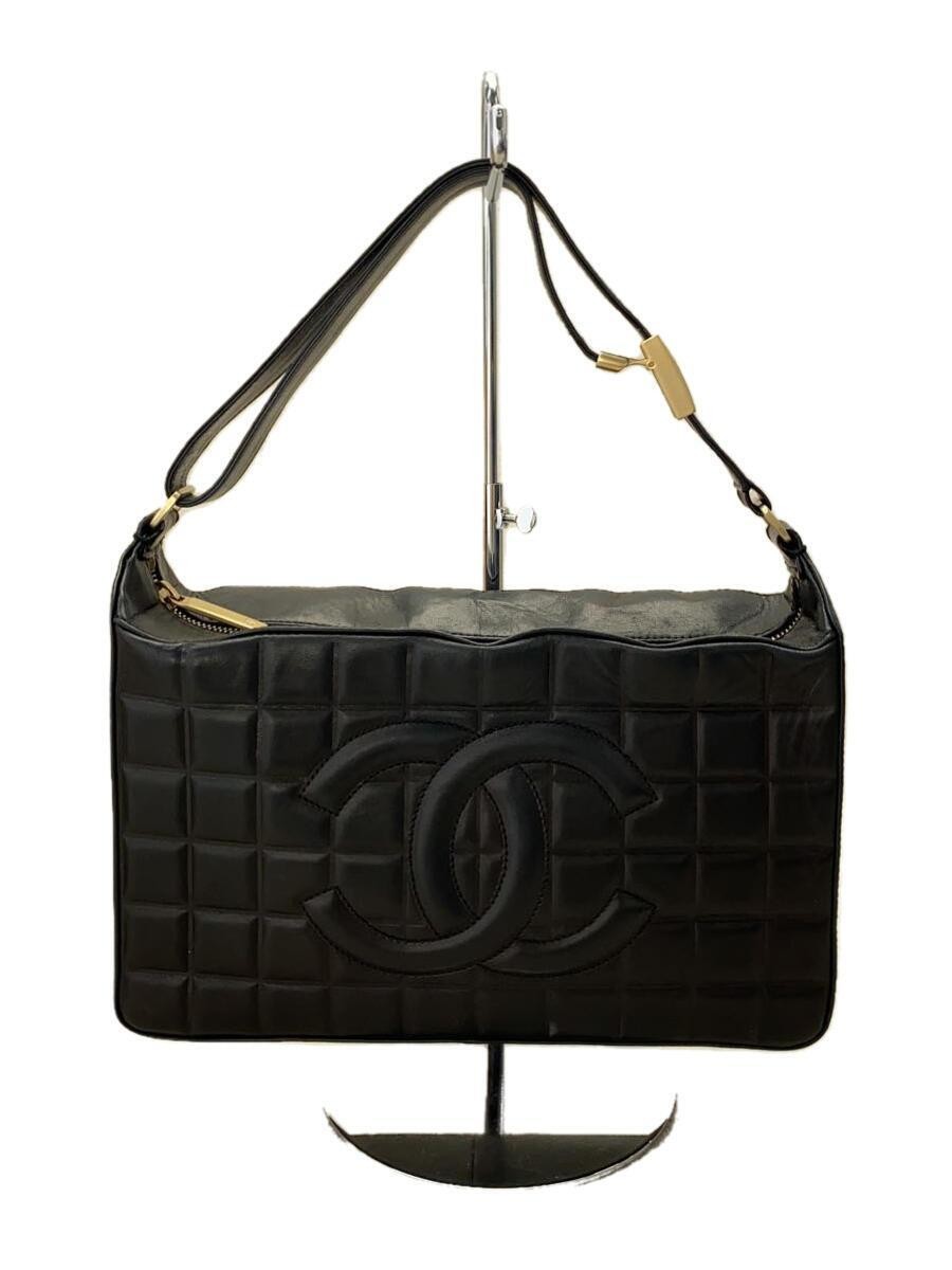 CHANEL 03 04 Shoulder Bag Chocolate Bar Lambskin BLK Sheep Leather BLK A17370 82