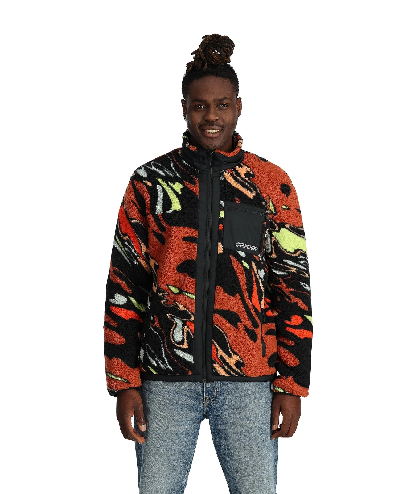Spyder Men's Sherman Zip Sherpa Jacket Fleece Multi XL Ski Casual Wear