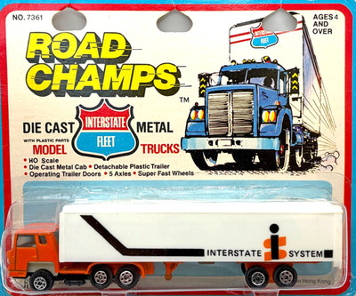 HO JRI 7361 ROAD CHAMPS DIE CAST SEMI TRUCK TRACTOR TRAILER INTERSTATE SYSTEM