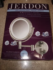 Jerdon HL88NL 8-Inch NICKEL FINISH Lighted Wall Mount Makeup Mirror with 1X 8X