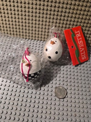 VTG 2 New Silvestri Hand Painted Egg & Chick Ornaments Roosters Christmas easter