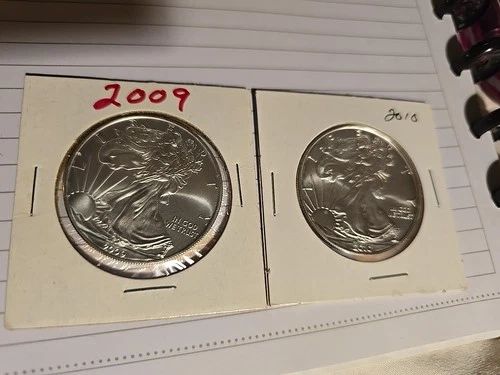 Vintage American Silver Eagle $1 Coins (lot Of 2): 2009 & 2010 UNC & SHARP!!