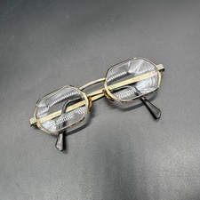 Vintage Eyeglasses Frames ONLY Gold Tone Octagon Victory USA 5 1/2 READ