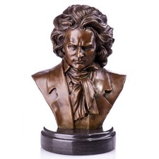 Bronzefigur Büste Beethoven  Auf marmor montiert Nach  Alferd Pina