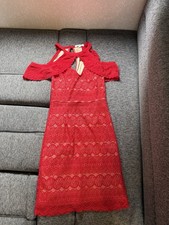 Francesca's Red Lace Mini Dress Sleeveless, Size S