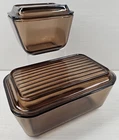 4 Pc Pyrex Fireside Refrigerator Jars Lid Lot Vintage Amber Oven Microwave Retro
