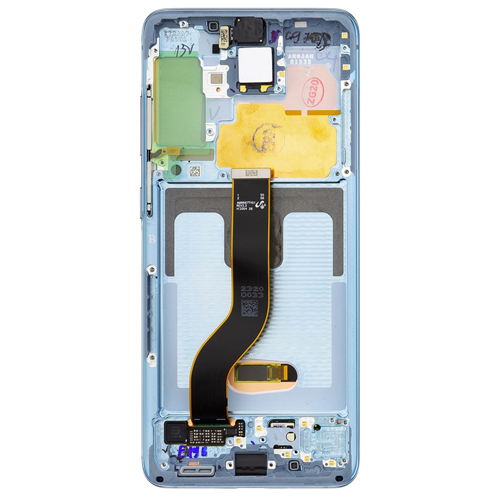 Châssis écran Galaxy S20 Plus bleu de haute précision avec vitre ajustée - 3