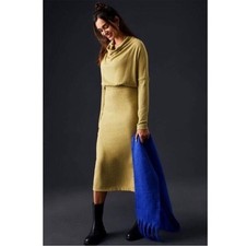Anthropologie Daily Practice Drapey Slouchy Sweater Midi Dress Moss Green Size S