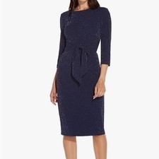 Adrianna Papell Sparkling Navy Midi Dress
