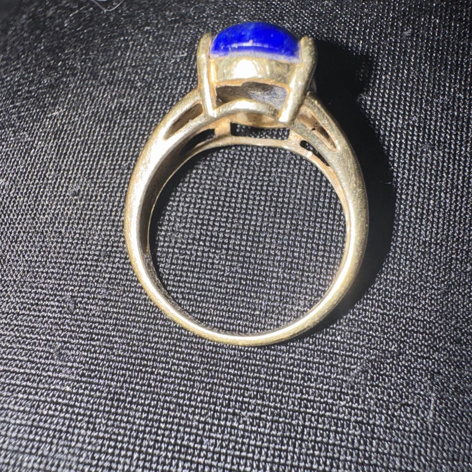 Anillo Cabujón Lapislázuli Oro 14k Foto 3 de 4