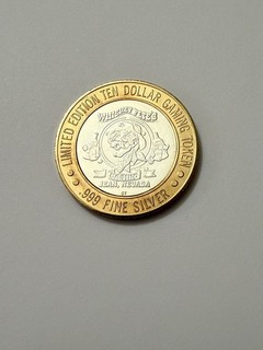 Whiskey Pete's $10 Gaming Casino Token .999 Fine Silver Bonnie & Clyde Jean NV