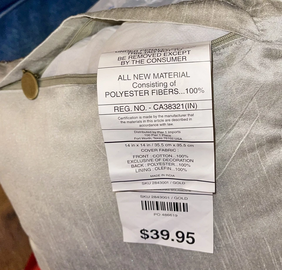 Pier 1 One Imports Almohada Acento Joya Bling Cuentas Ovalada 11x11 Cuadrada Foto 4 de 4