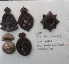 5 X BRITISH ARMY  WW2 ECONOMY CAP BADGES.  BAKELITE. INFANTRY & CORPS. GENUINE.