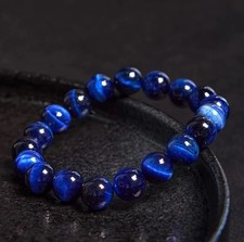 Blue Tiger Eye Beaded Stretch Bracelet Women Men Jewelry Gift Healing Balance