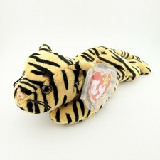 Vintage 1995 TY Beanie Babies - Stripes the Tiger & Plastic Tags Cover Plush