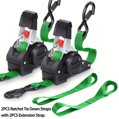 2/4-Pack 10FT Retractable Ratchet Tie-Down Straps | 1763LBS Heavy-Duty | S-Hook