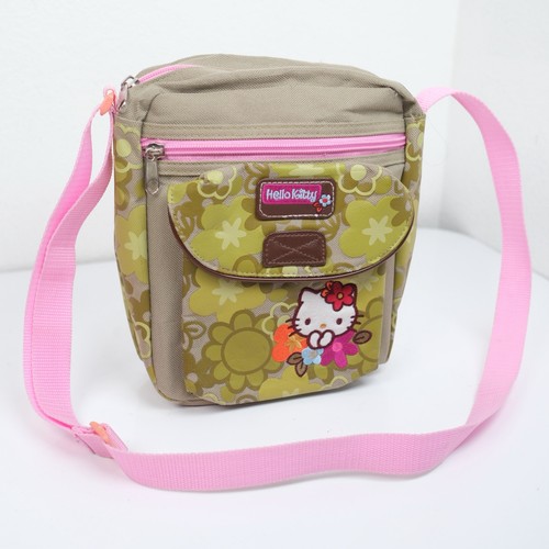 Vintage 2004 Sanrio Hello Kitty Floral Flower Green Crossbody Bag Purse Rare Y2K