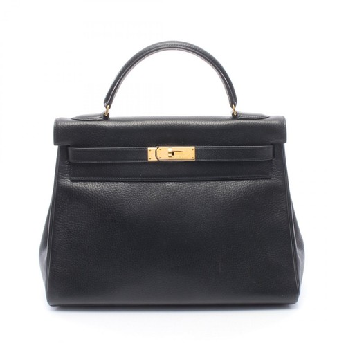 HERMES Kelly 32 Inside stitched Handbag U Ardennes leather Black Used GHW