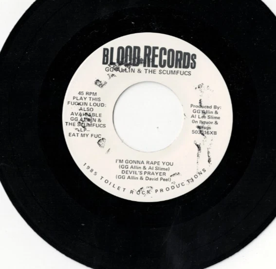 GG ALLIN I Wanna F*** Your Brains Out 7" VINYL EP w/PS 80s PUNK ROCK Foto 4 de 4