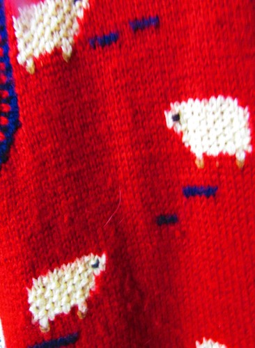 Red Wool Sweater With Sheep On It By Allen Lolly, Size L - Picture 3 of 4