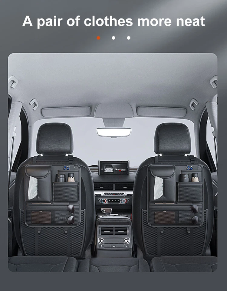 Bolsa de almacenamiento de asiento trasero de coche organizador de maletero bolsas colgantes accesorios interiores de PU Foto 2 de 4